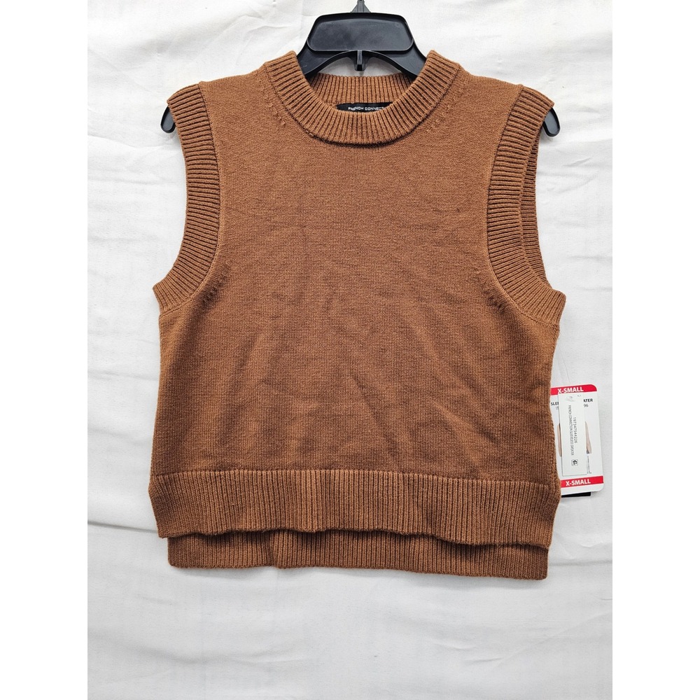 French Connection Womens Sleeveless Pullover Sweater Brown Acrylic Blend Size XS
